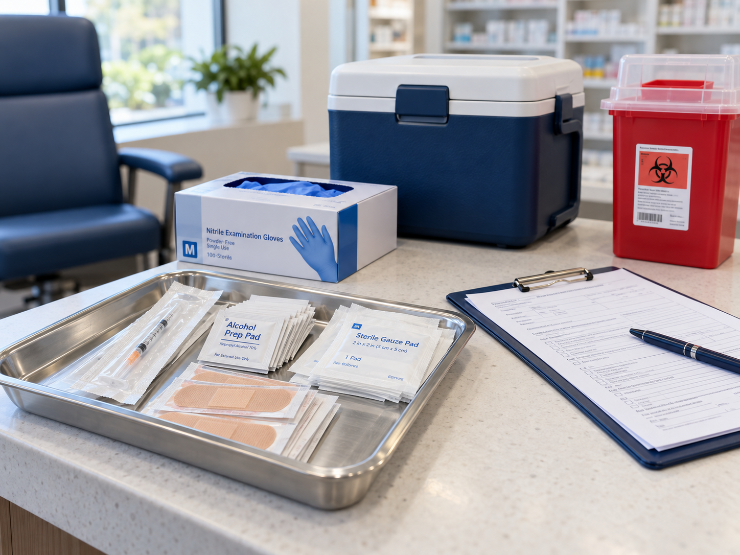 Ready-to-use pharmacy vaccination station